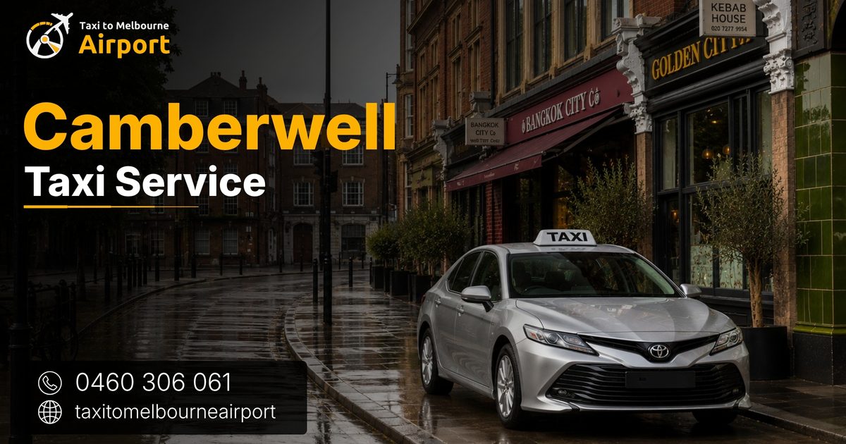 Taxi to Melbourne Airport on a street in Camberwell