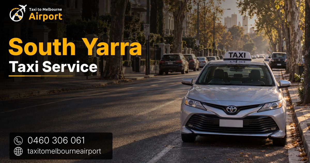 Taxi to Melbourne Airport on a street in South Yarra