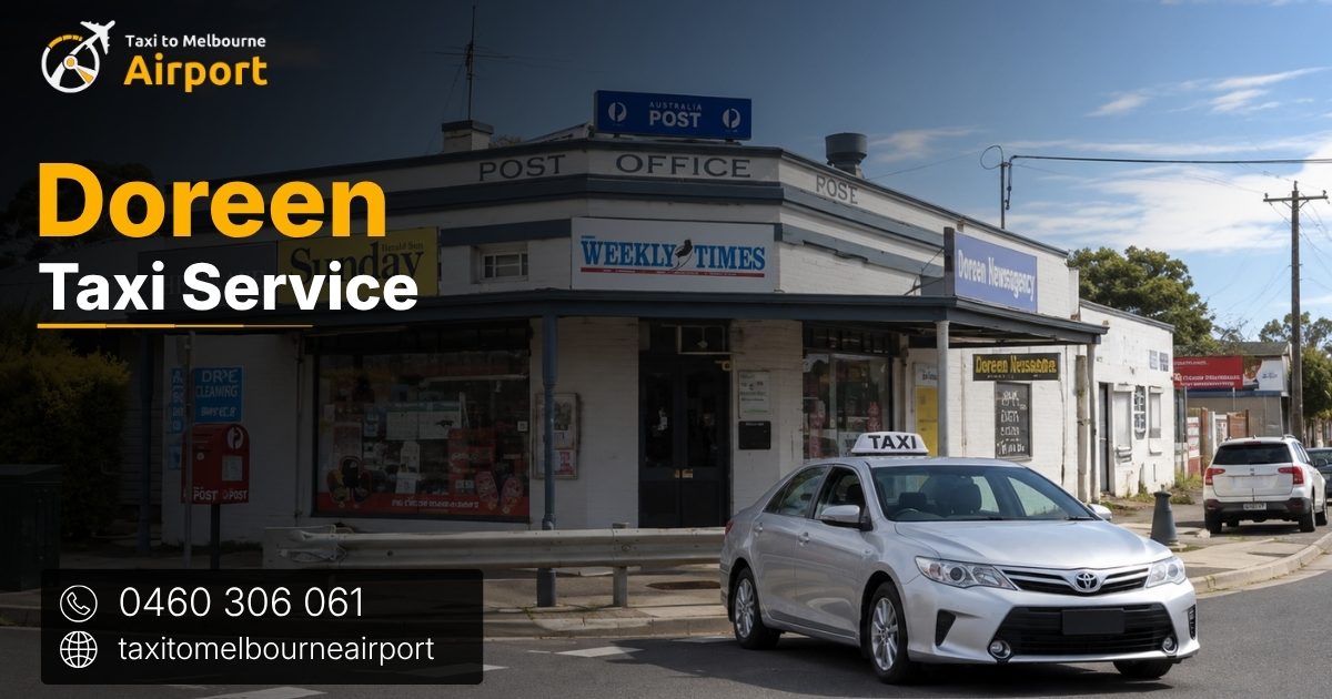 Taxi to Melbourne Airport on a street in Doreen