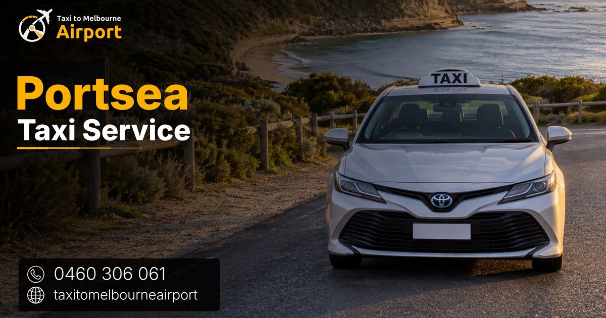 Taxi to Melbourne Airport on a street in Portsea