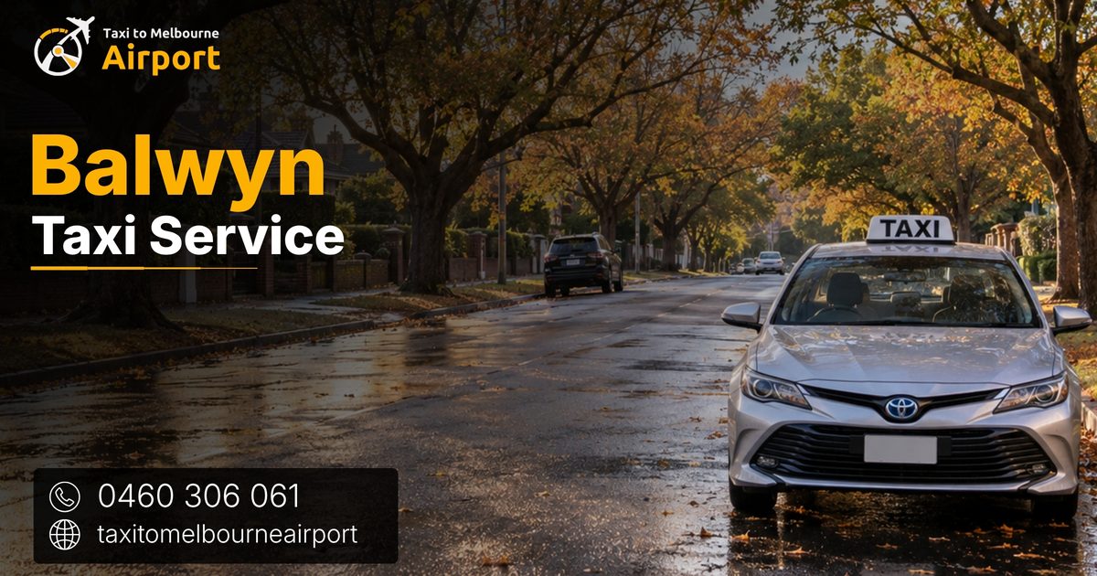 Taxi to Melbourne Airport on a street in Balwyn