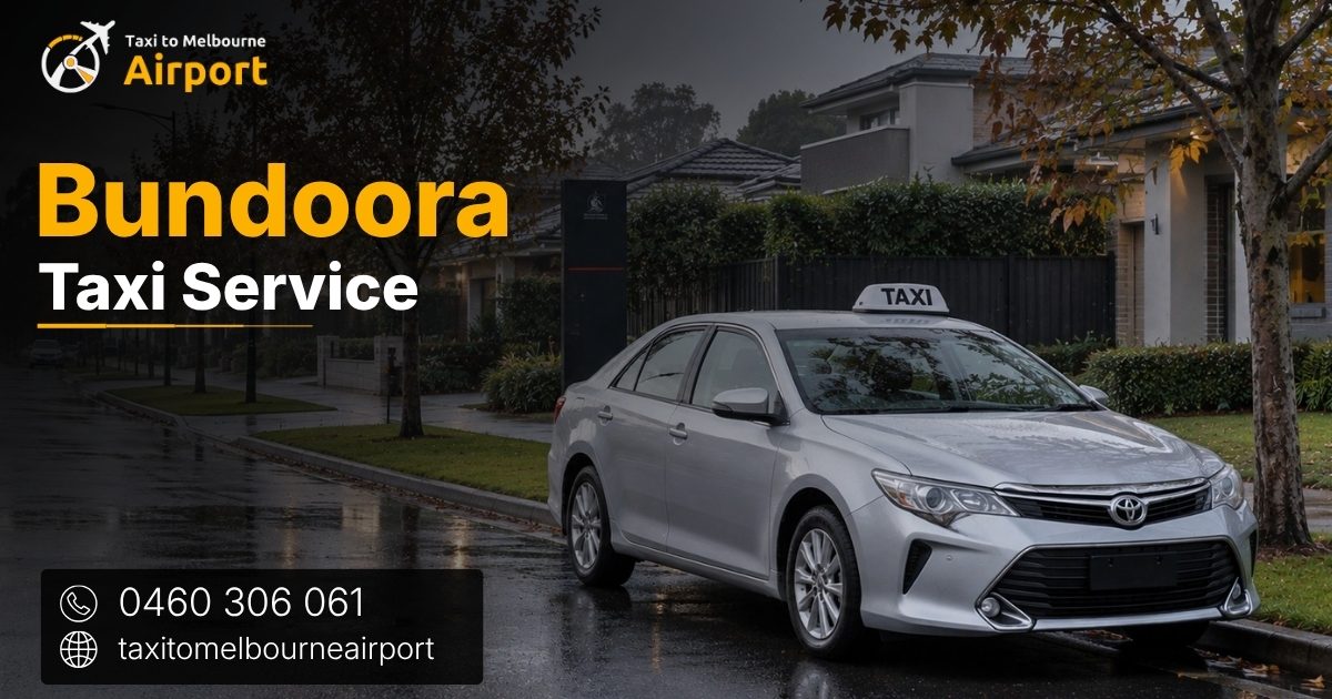 Taxi to Melbourne Airport on a street in Bundoora