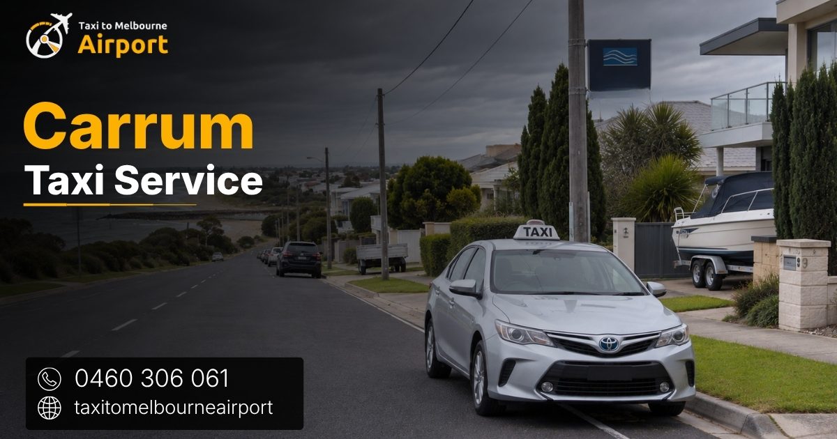 Taxi to Melbourne Airport on a street in Carrum