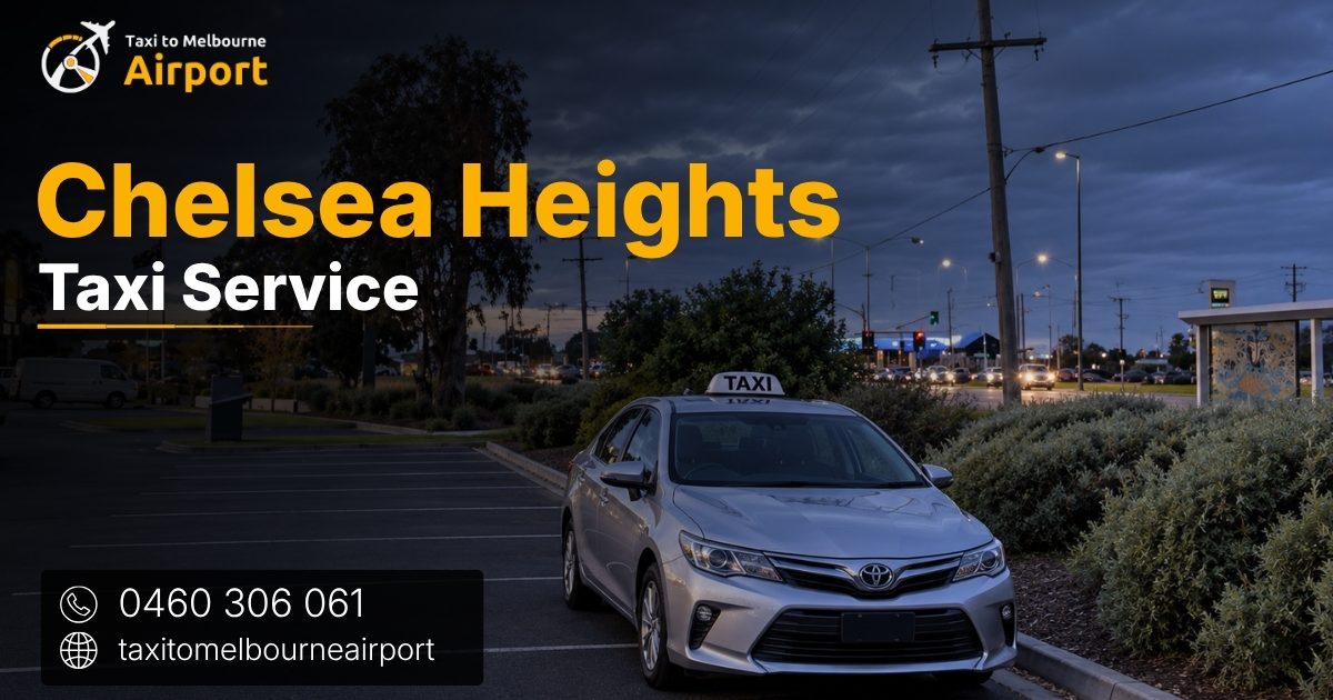Taxi to Melbourne Airport on a street in Chelsea Heights