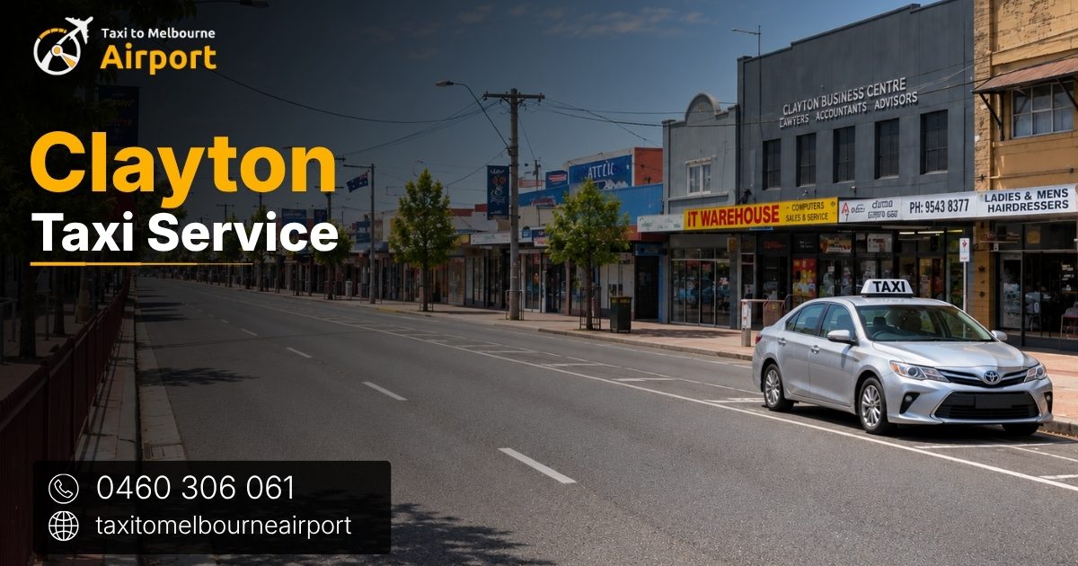 Taxi to Melbourne Airport on a street in Clayton