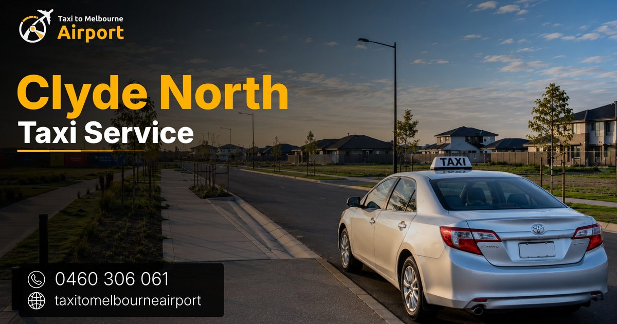 Taxi to Melbourne Airport on a street in Clyde North