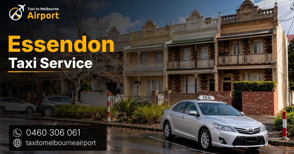 Taxi to Melbourne Airport on a street in Essendon