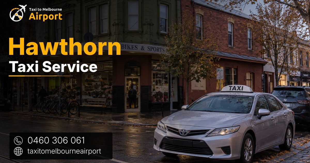 Taxi to Melbourne Airport on a street in Hawthorn