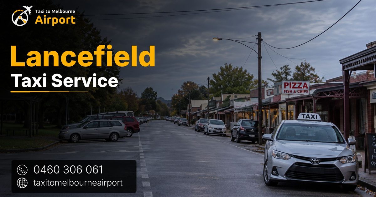 Taxi to Melbourne Airport on a street in Lancefield
