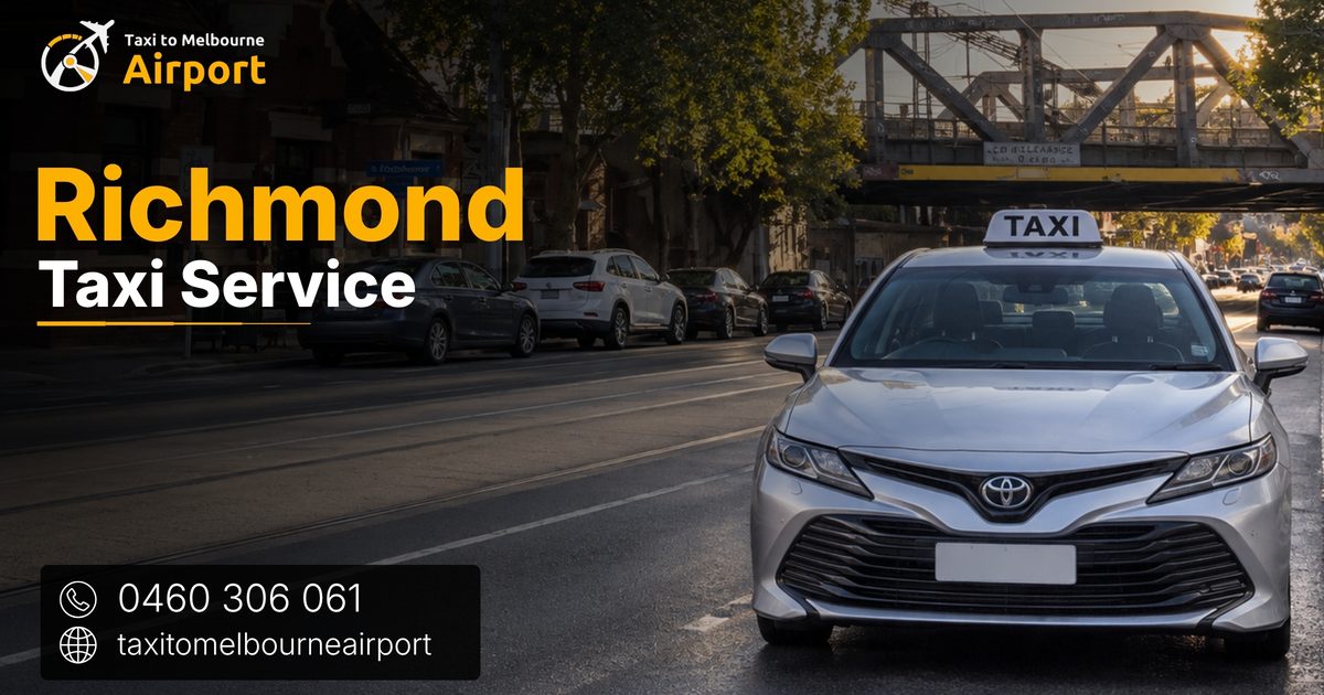 Taxi to Melbourne Airport on a street in Richmond