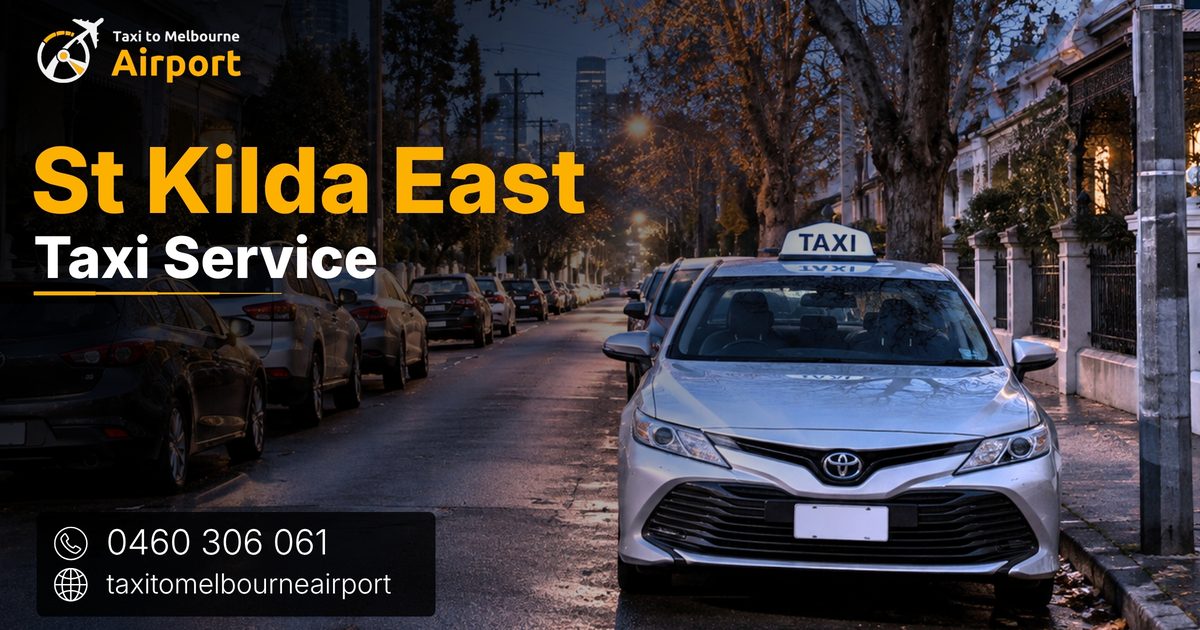 Taxi to Melbourne Airport on a street in St Kilda East
