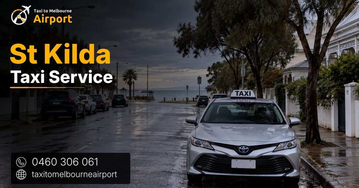 Taxi to Melbourne Airport on a street in St Kilda