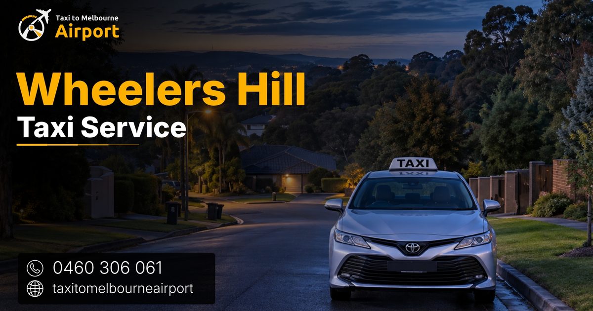 Taxi to Melbourne Airport on a street in Wheelers Hill