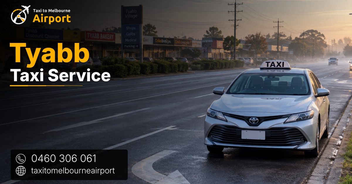 Taxi to Melbourne Airport on a street in Tyabb